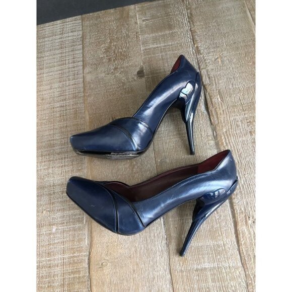 MIU MIU navy leather pumps heels size 39 - Picture 8 of 12